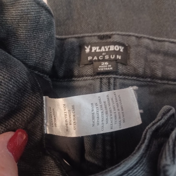 PacSun Playboy Boyfriend Slit Side Wide Leg Denim Jeans Sz 26 - Picture 4 of 4